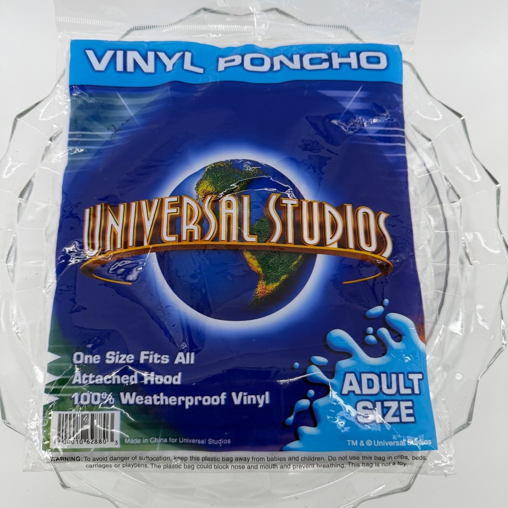Universal Studios Adult Size Vinyl Poncho Attached Hood Weatherproof‎